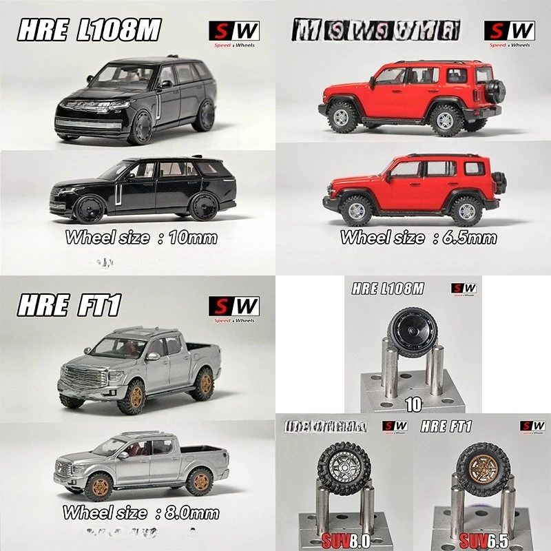 SW Model Play 1:64 Wheel Diameter 6.5/8.0/10.0mm Rubber Tires Suitable for 1/64 Car Model Modification Accessories