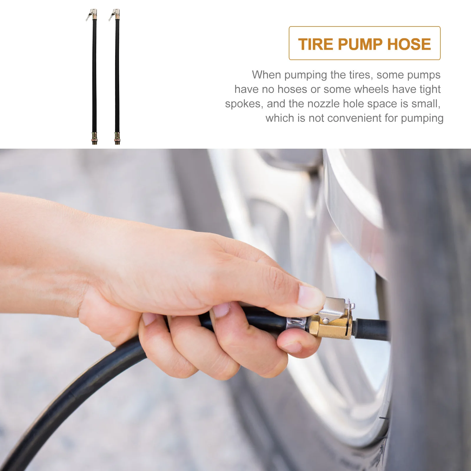 

2pcs Alloy Tire Inflation Hose Air Pump Replacement Hoses Durable Corrosion Resistant Portable Car Motorcycle Repair Tool