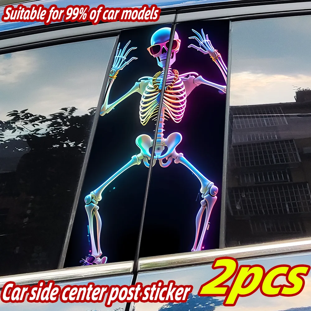 

Dancing Skeleton Car Stickers Auto B Pillar Waterproof Sunscreen Decor Cover Scratches Car Door Pillar Vinyl Decals Accessories
