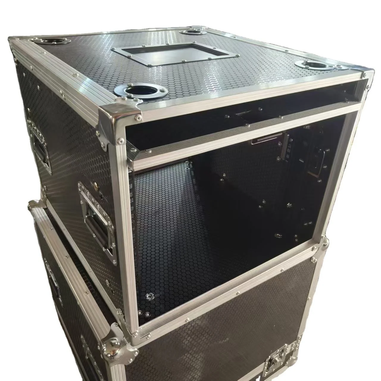 Custom Aluminum 4U 6U 8U 12U Slam Lid Stack DJ Amplifier Sliding Door Rack Flight Case Professional Audio Equipment Road Box