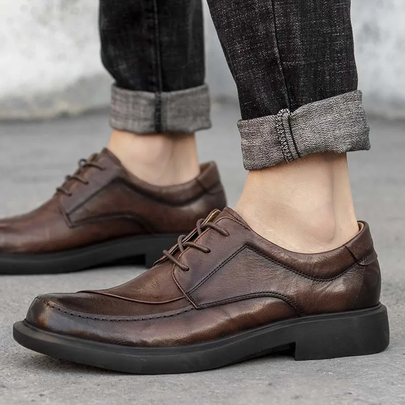

Men Spring Business Men's Shoes British Casual Leather Brown Shoes