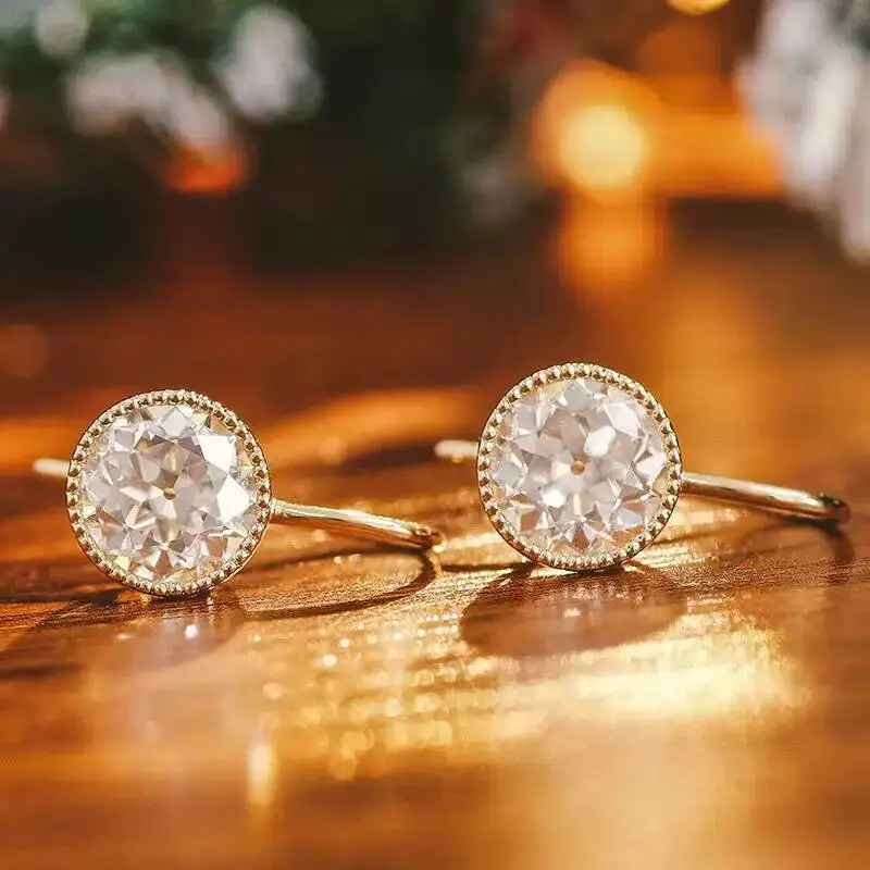 New Moissanite Earrings Fish Back Bezel Setting Round OEC Cut Loose Diamond Moissanite Earring With GRA