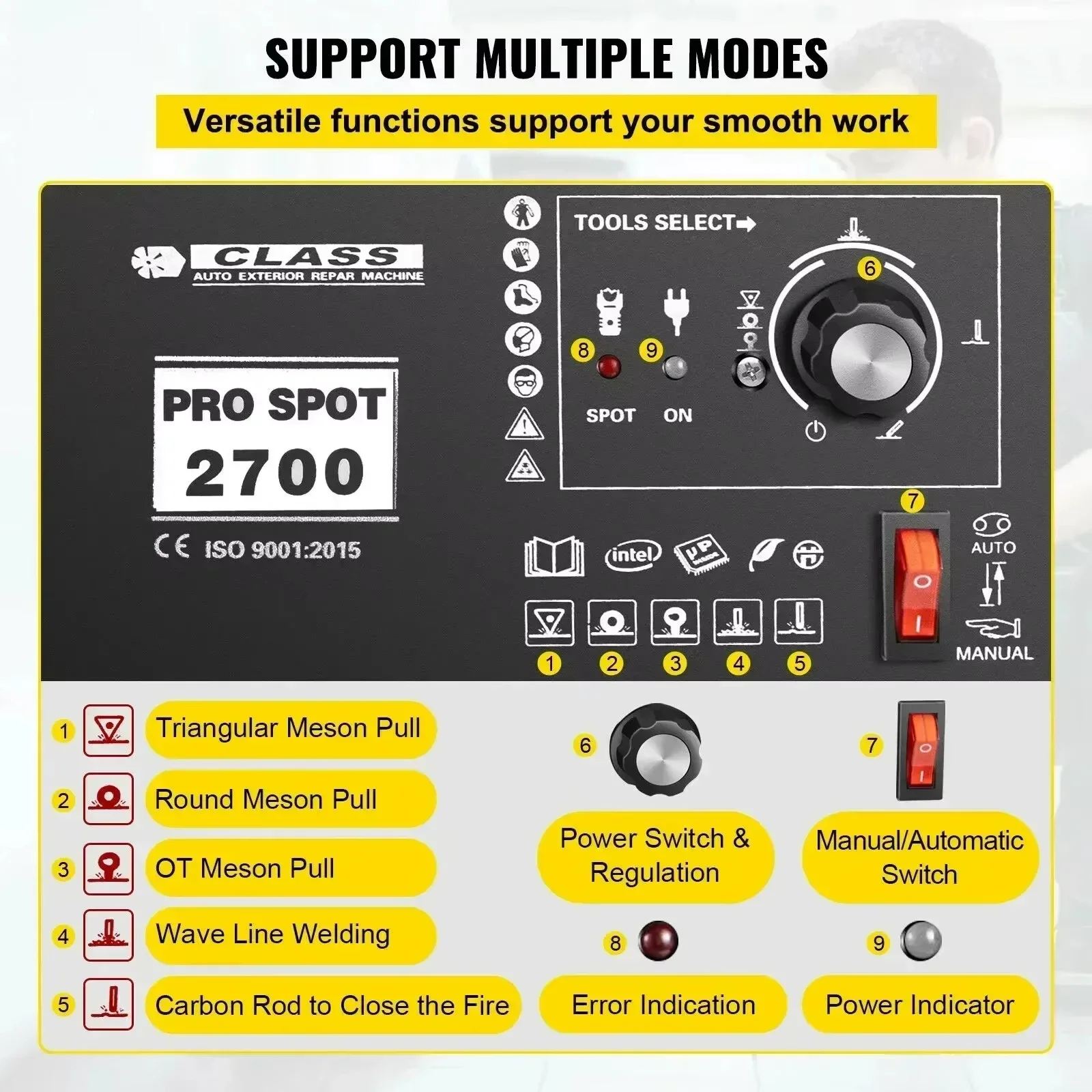 VEVOR دنت آلة إصلاح لوحة السيارة بقعة مجتذب دنت سبوتر GYSpot 2700A 3500A ماكينة لحام نقطي لحام دنت إصلاح
