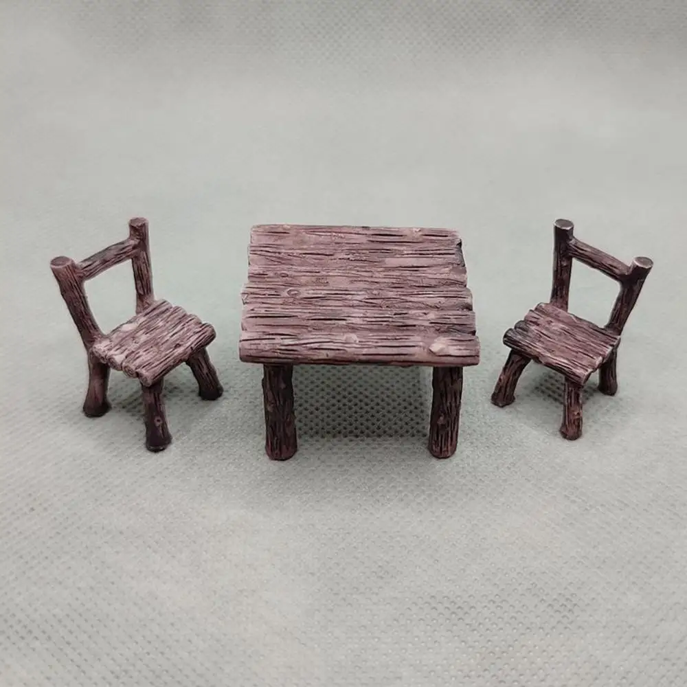 Moss Succulent Fairy Garden Resin DIY Dollhouse Accessories Ornaments Furniture Figurines Miniature Table and Chairs Set