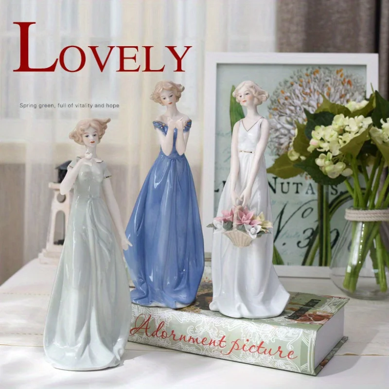 

European-style Ceramic Figurine Ornament - Creative Home Decor for Living Room Cabinet & TV Stand, Perfect Wedding Gift