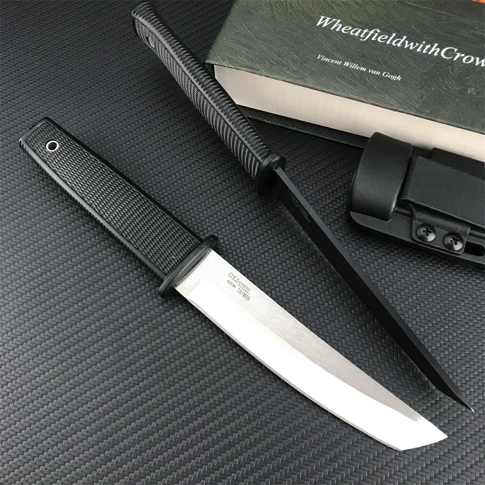 Hot Sale Fixed Blade Knife 8Cr13Mov Blade White/Black Nylon Wave Fiber Handle with Sheath Tactical Military Straight Knife