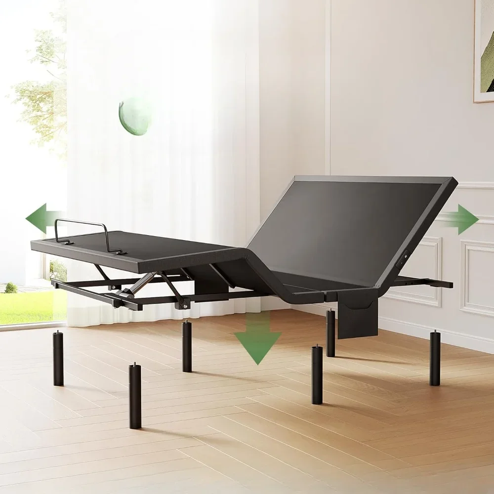 

#For Queen Adjustable Bed Base Frame, 4 Ports USB Djustable Bed Base with Under-Bed Nightlight, 3 Minutes Fast Assembly, Bed&