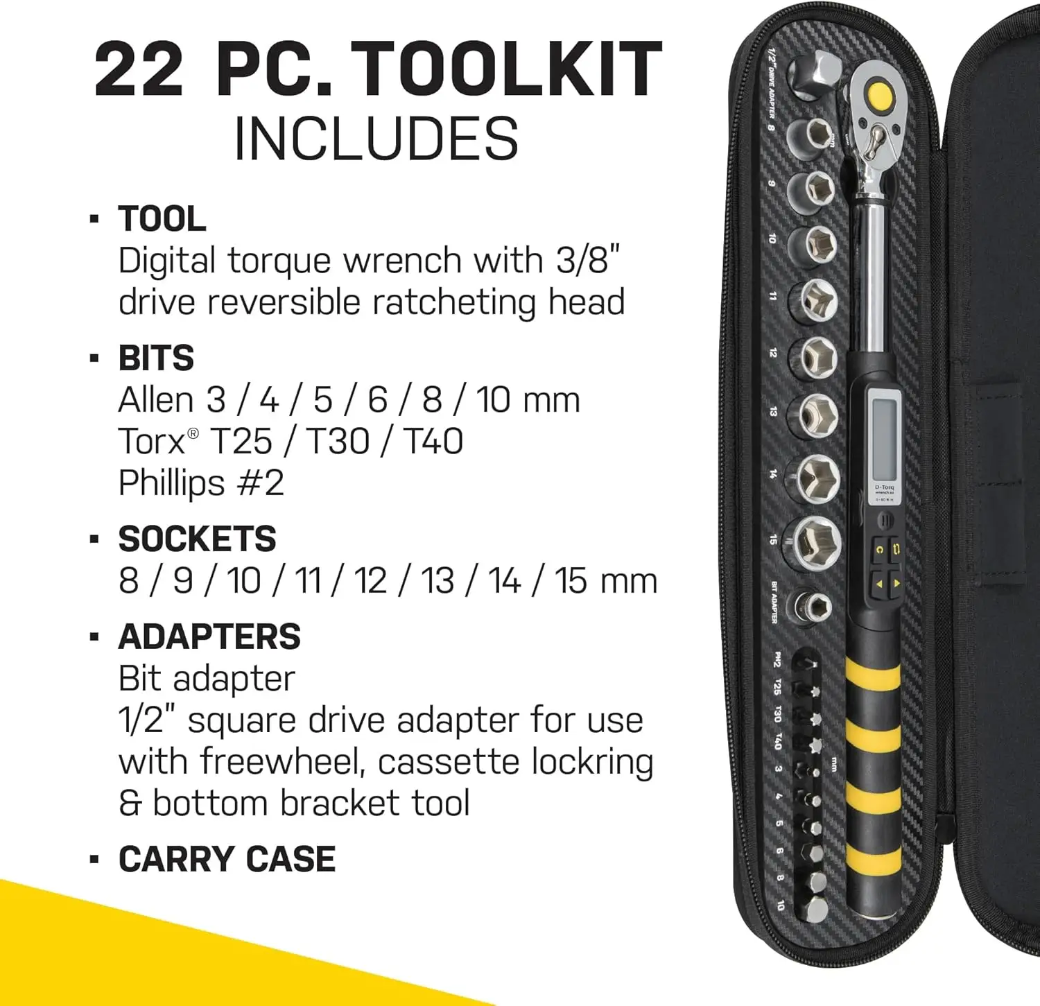 مفتاح عزم الدوران الرقمي 4-80 نانومتر مع شاشة LCD، تنبيهات مسموعة، 8 مقابس و10 بت للدراجات النارية والسيارات