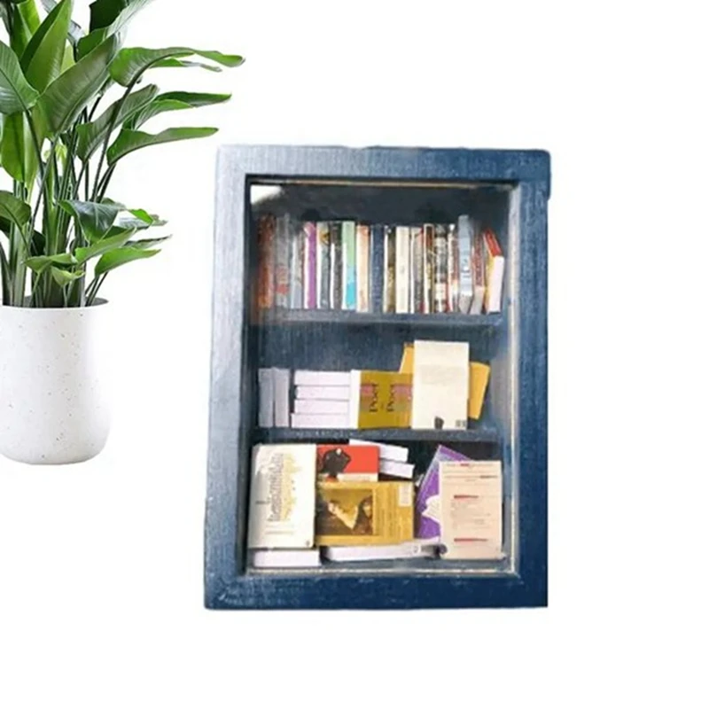 Miniature Bookshelf Pocket Anxiety Bookshelf Wooden Tiny Book Library Stress Reliever Bookshelf Tabletop