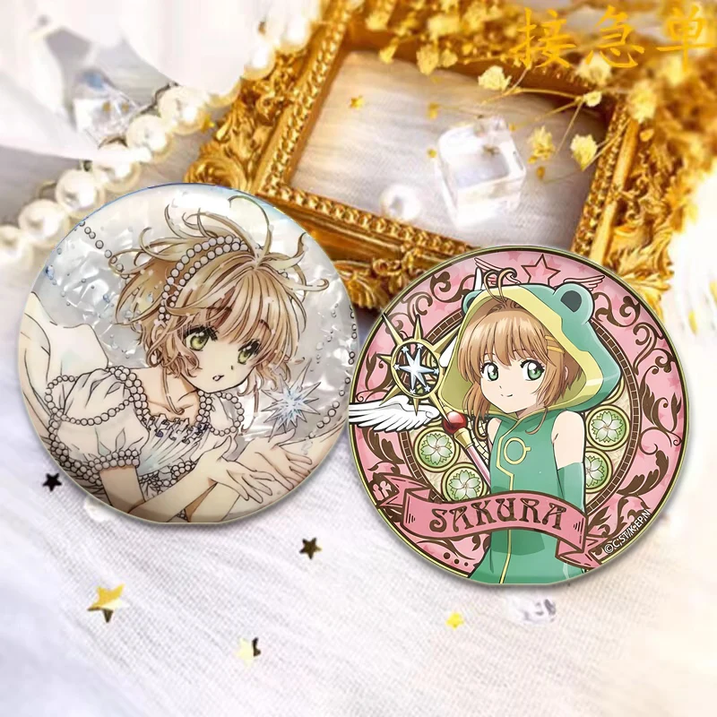 Cardcaptor Sakura Anime Pins KINOMOTO SAKURA Round Brooches CARD CAPTOR SAKURA Cartoon Badge for Backpack Clothes Gift Accessory