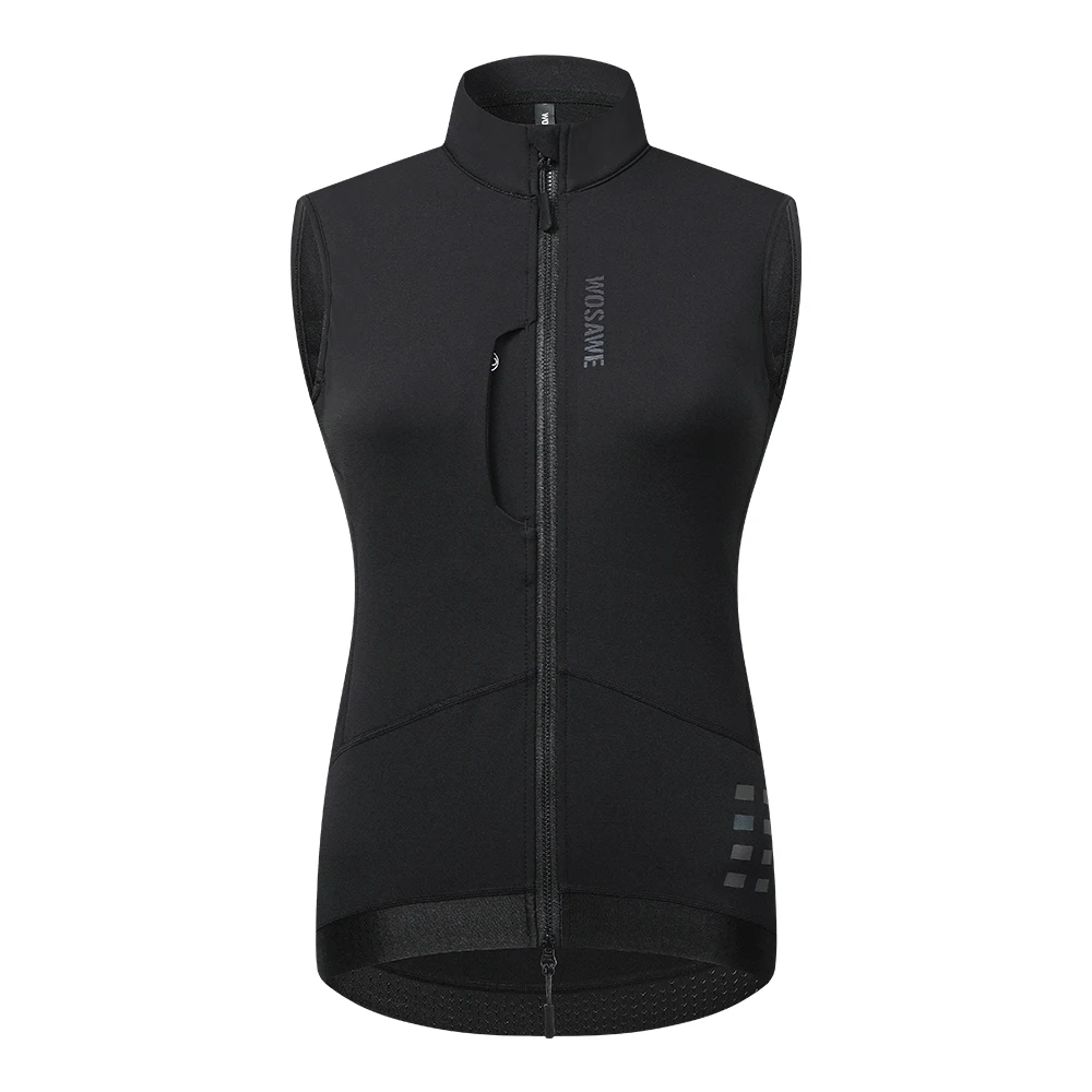 WOSAWE Damen Winter Fahrradweste Wärmehaltende Fleece-Weste Winddichte Radweste Ärmellose Weste Dehnbarer Stoff Mit Zwei-Wege-Reißverschluss – Detail 1