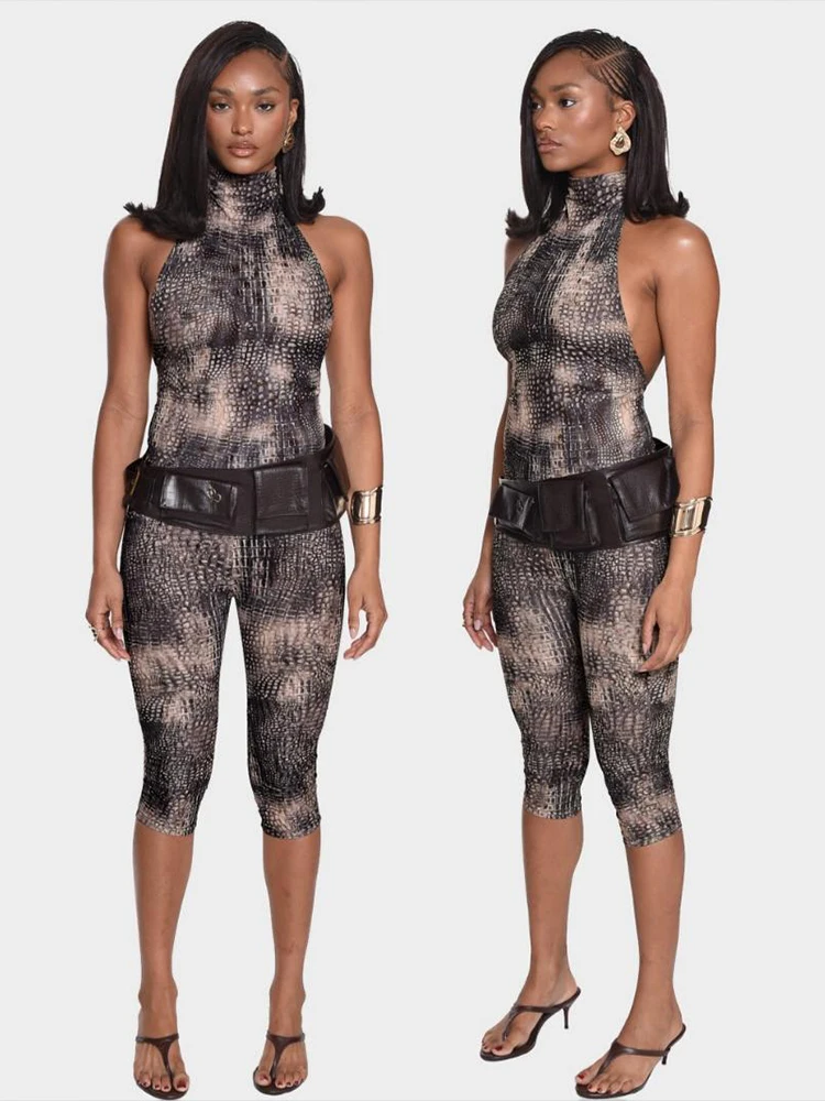 Cutenew ヒップスター プレイスーツ 女性 セクシー サーペンタイン ホルター ノースリーブ バックレス スキニー サマー フィットネス ストレッチ アクティビティ ロンパース