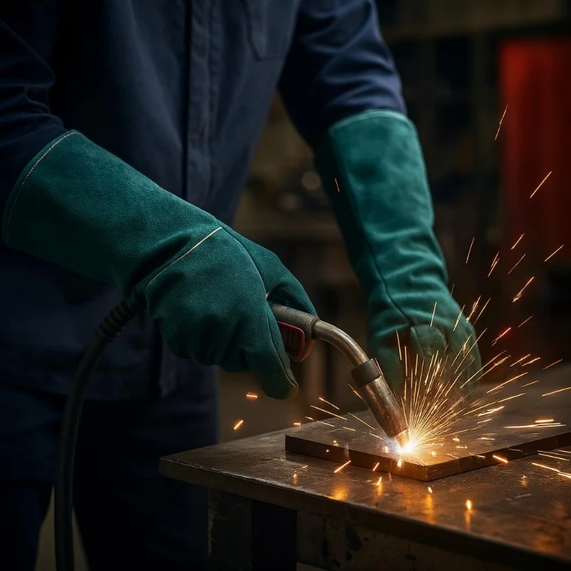 牛革製安全作業用手袋 長袖 耐切創 溶接用手袋 メンズ用 TIG MIG チェーンソー 建設 園芸用