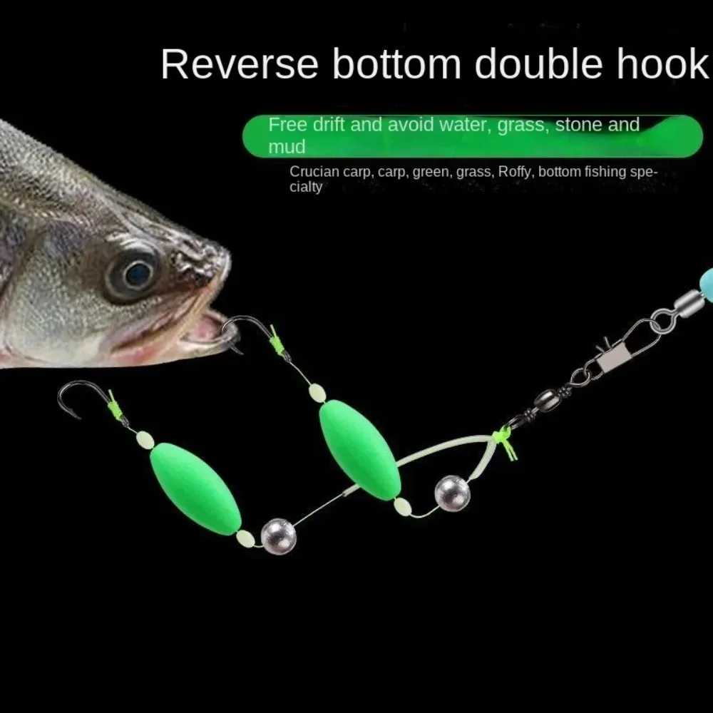 

Carp Fishing Accessories Double Hook Rig with Floating Foam Anti-Winding Fishing Leader Line Group with Feeder Sinker Tackle