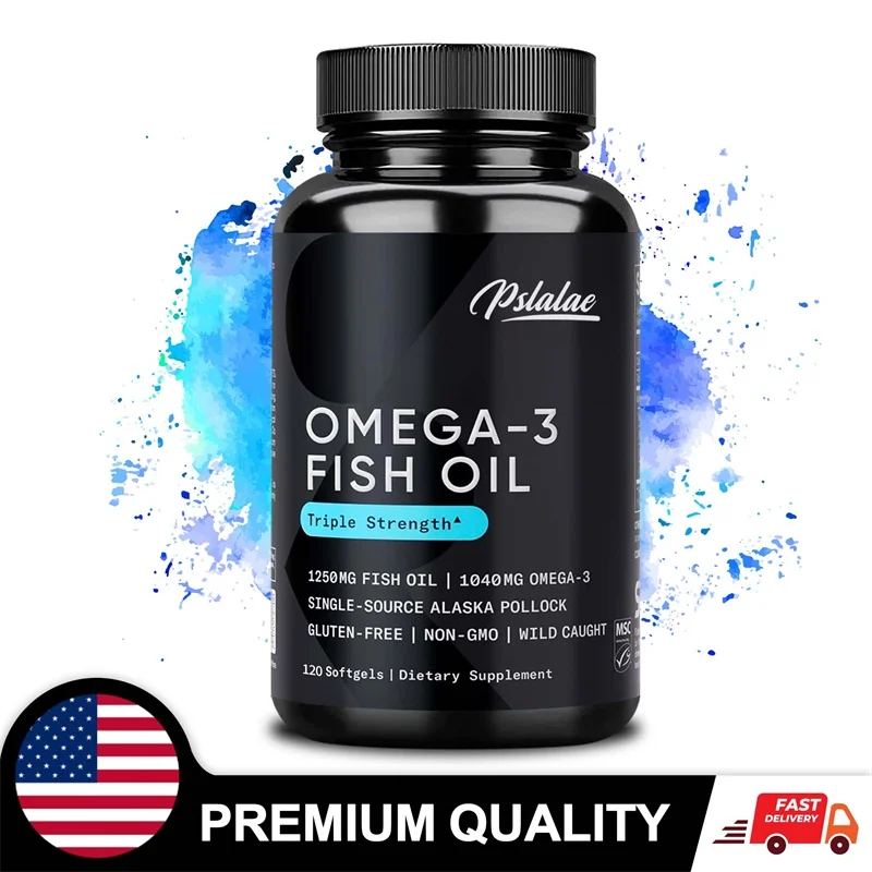 

Omega-3 Fish Oil Capsules - Support Cardiovascular System, Protects Eye Fatigue, Cognitive Function, & Learning Ability