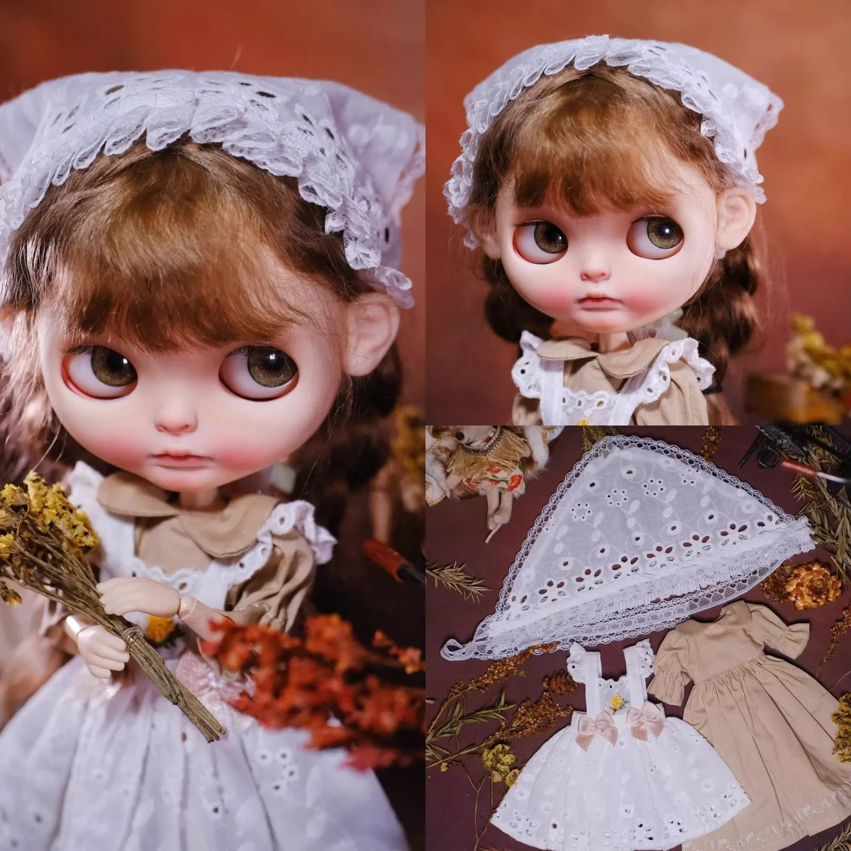 

Handmade Blyth OB24 OB22 Azone19 Doll's Accessory Heart bear Suspender Skirt Clothes Set Fit Girl Action Figure Model DIY ﻿