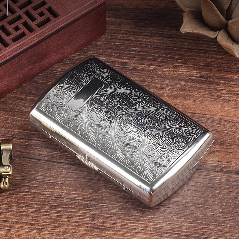 Pure Copper Printed Flower Cigarette Case for 12pcs Cigarettes Man Portable Storage Box Smoking Tool Smoke Humidor Tobacco Case