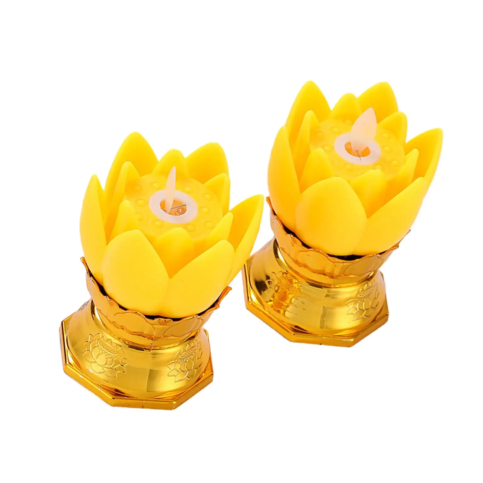 2 Pieces Buddhist Light Meditation Worship Temple Decoration Outdoor Lotus Lamp for Buddhist Hall Living Room Office Home Yoga