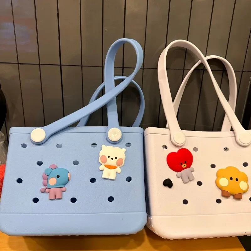 BT21 Tata Chimmy DIY Eva Beach Bag Beach Storage Bag Stylish Outdoor Small Anime Kawaii Waterproof Grocery Shopping Basket Gifts