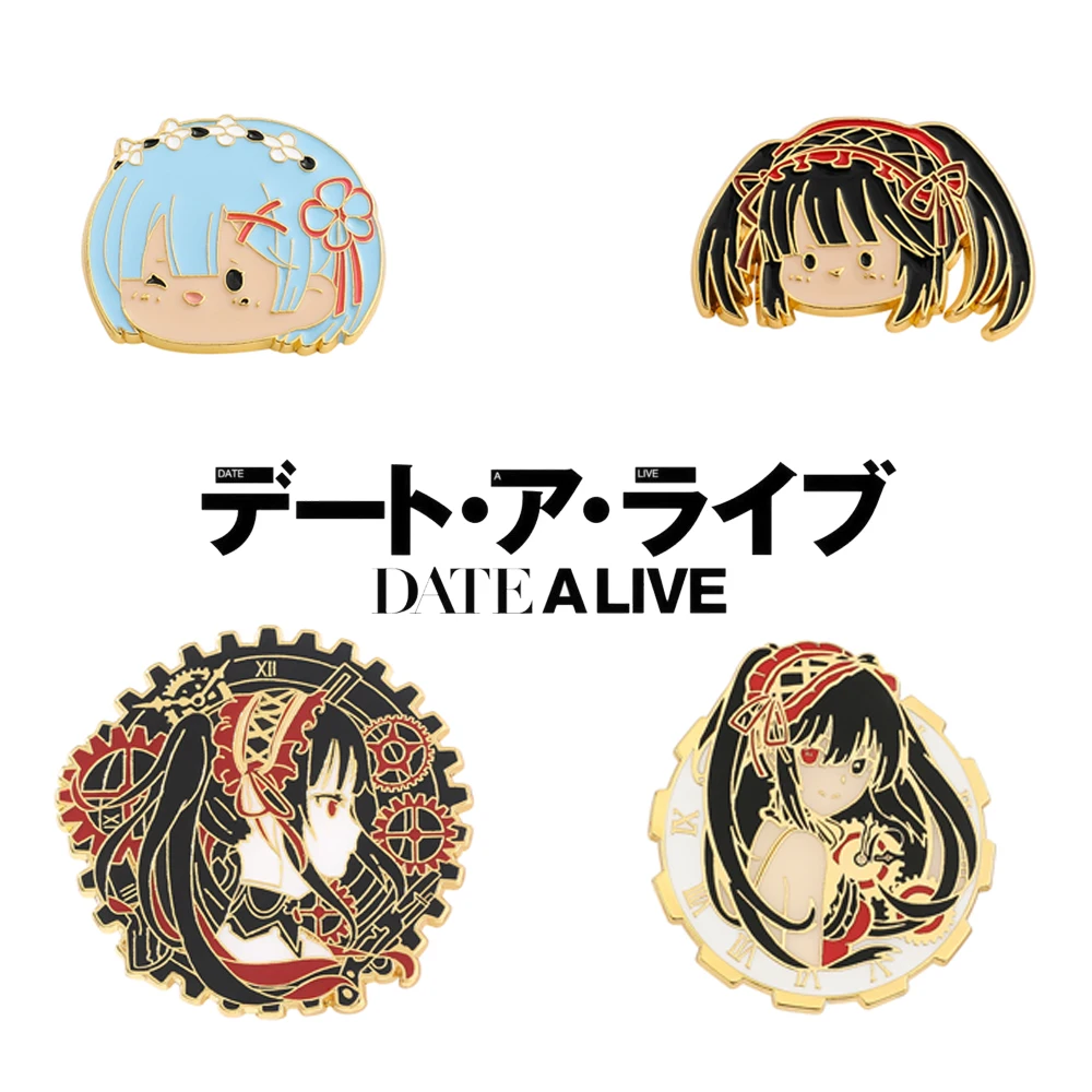 DATE A LIVE Nightmare Tokisaki Kurumi Re:Life In A Different World From Zero Rem Cosplay Props Metal Badge Pin Alloy Brooch