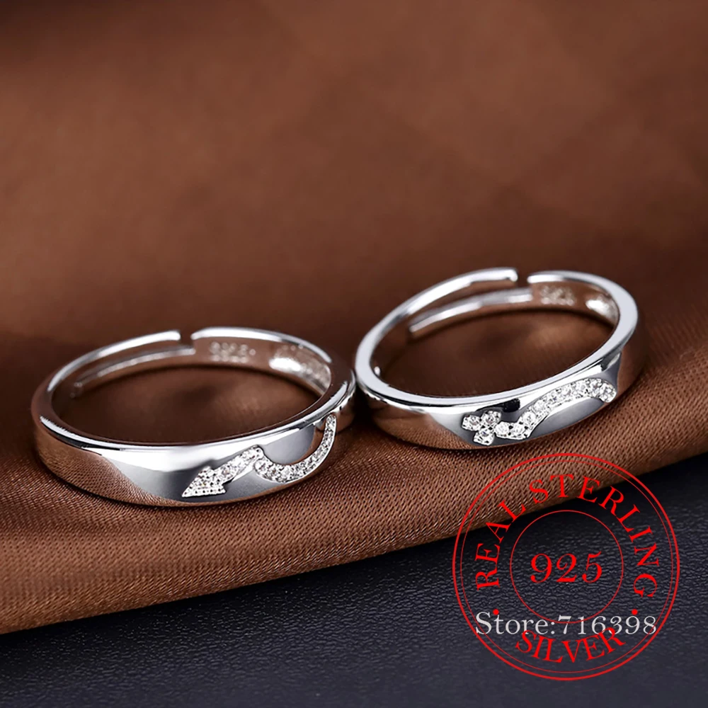 925 Sterling Silver Jewelry Luxury Refined Couple's Finger Rings for Women Wedding Party Jewelery for Girls Friends Couple Gift
