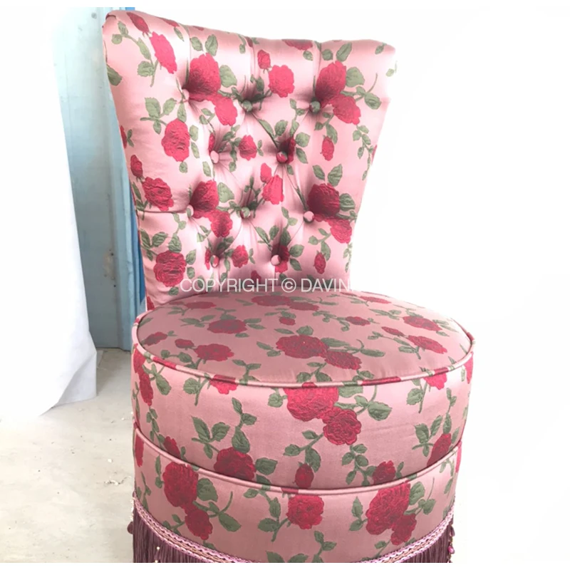 DAVINRICH Vintage róże żakardowe bez ramienia wypoczynek pojedyncza Sofa Handmade luksusowe Loveseat makijaż ławka krzesło francuski Retro wystrój