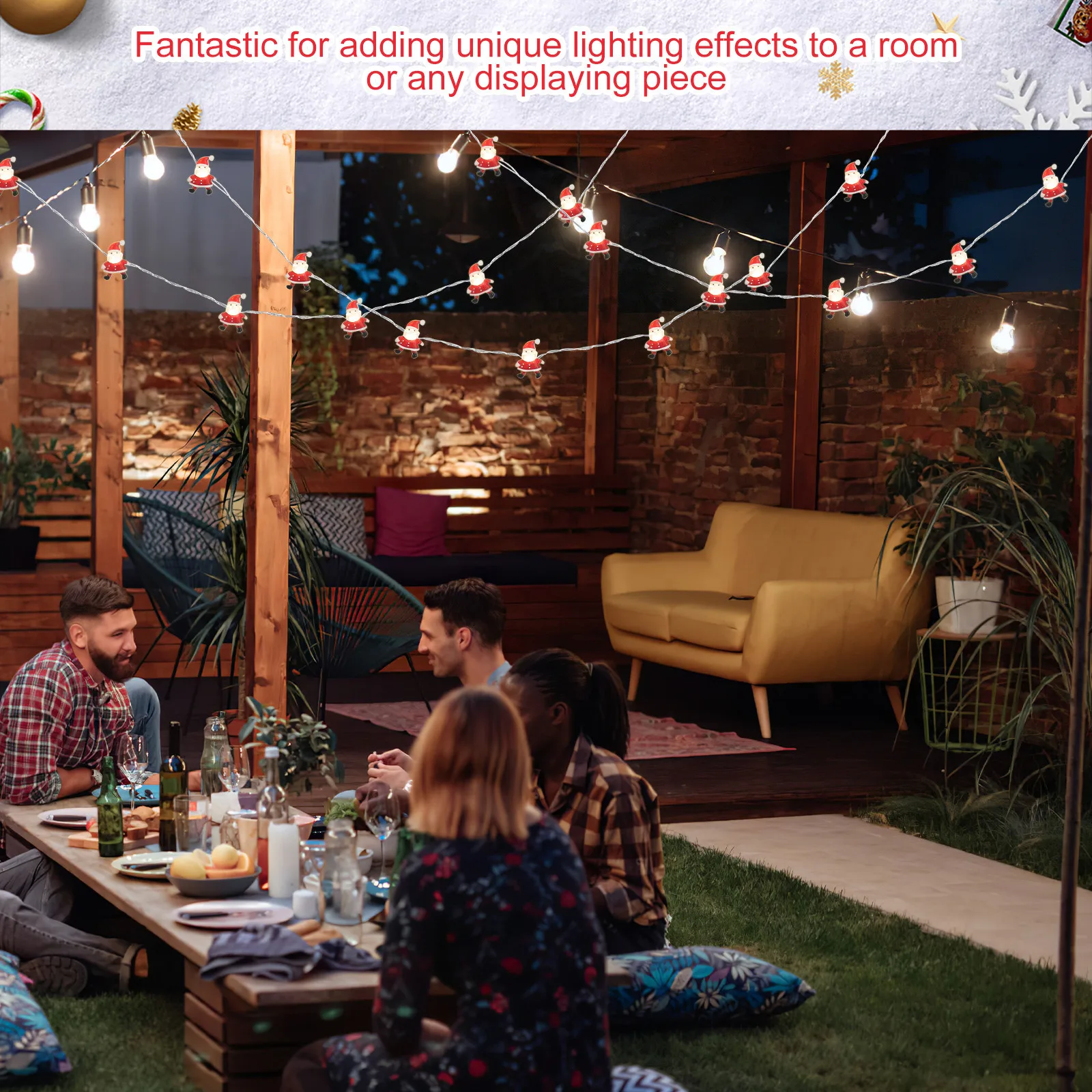 

Christmas Santa Claus String Light Outdoor Type No Christmas LED String Lights Holiday Party Decoration