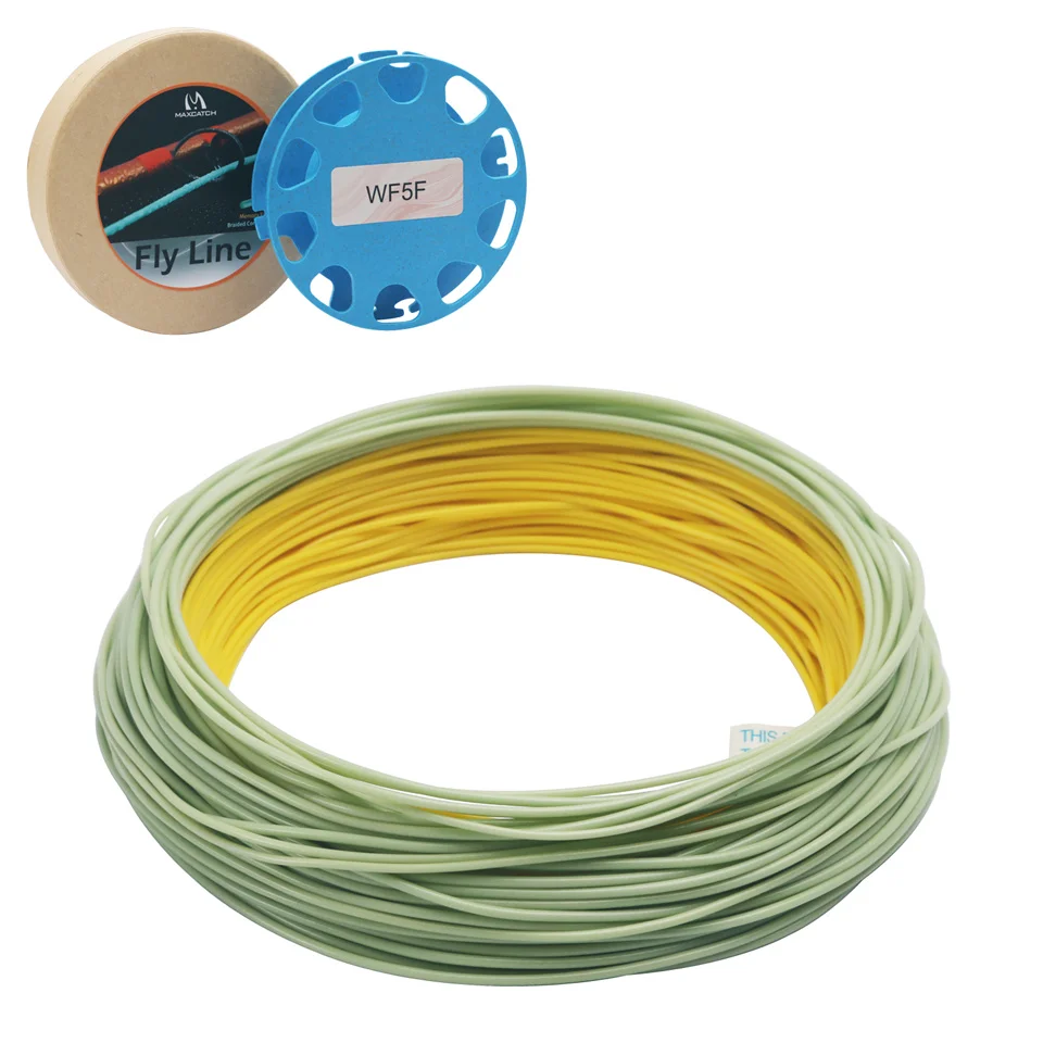 Maximumcatch Weight Forward Fly Fishing Line 90/100ft 2-9wt Moss/Gold Floating Fly Line with Welded Loops