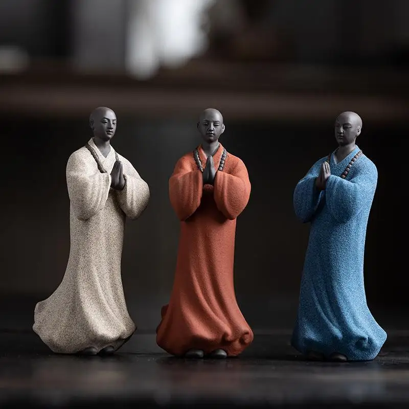 

Zen Figure Decoration Creative Tea Pet Purple Clay Monk Desktop Landscape Decor Art Figurine Decoration Sculpture Ornament