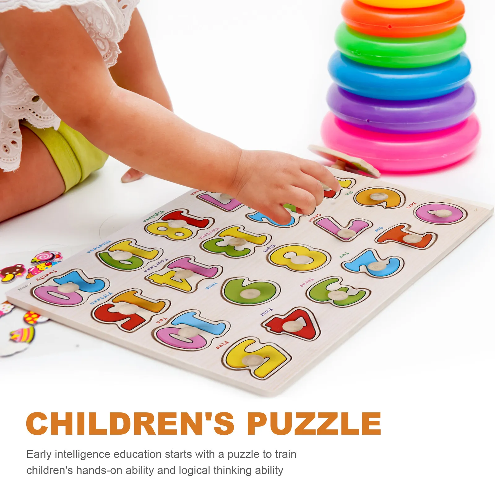 

1Set Wooden Jigsaw Numbers Puzzle Creative Educational Plaything Kids Early Learning Puzzle Improve Perseverance Thinking
