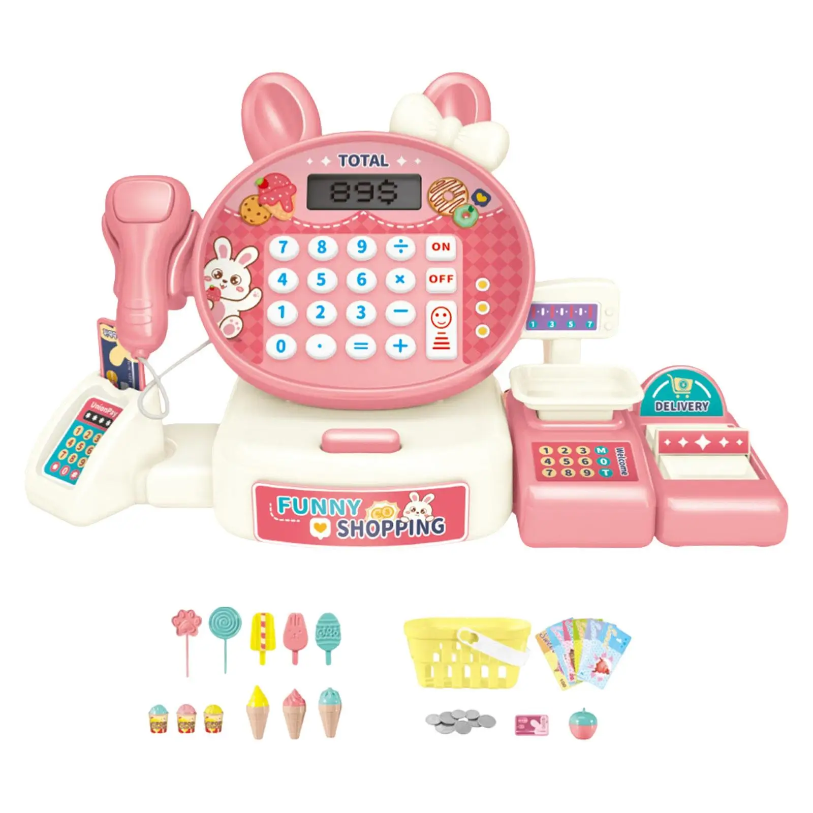 

Интерактивная игрушка-кассовый аппарат для ролевых игр в супермаркете, подарок для магазина игрушек, развивающий интерактивный ресурс для активных игр