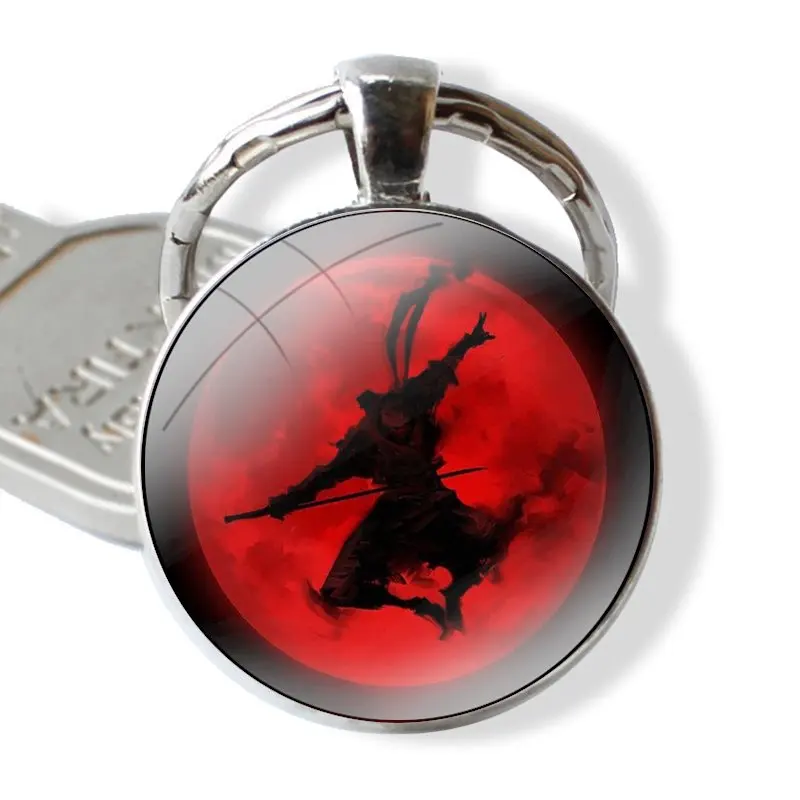 Keychain Handmade Glass Cabochon Key Ring Holder Pendant Key Chains Japan The samurai Ninja