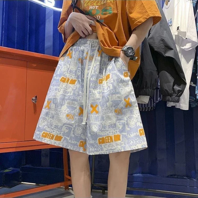 

Мешковатые шорты с карманами на шнурке для мужчин, широкие пляжные свободные уличные шорты в стиле хип-хоп без логотипа, тонкая одежда, шорты Ice Man