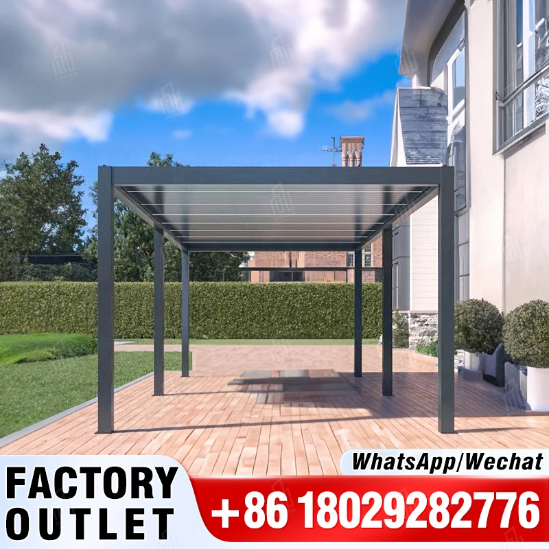 

Wholesale Custom Bioclimatic Smart Outdoor Pergola Motorized Aluminum Louver Roof System Luxury Louvered Aluminum Pergola