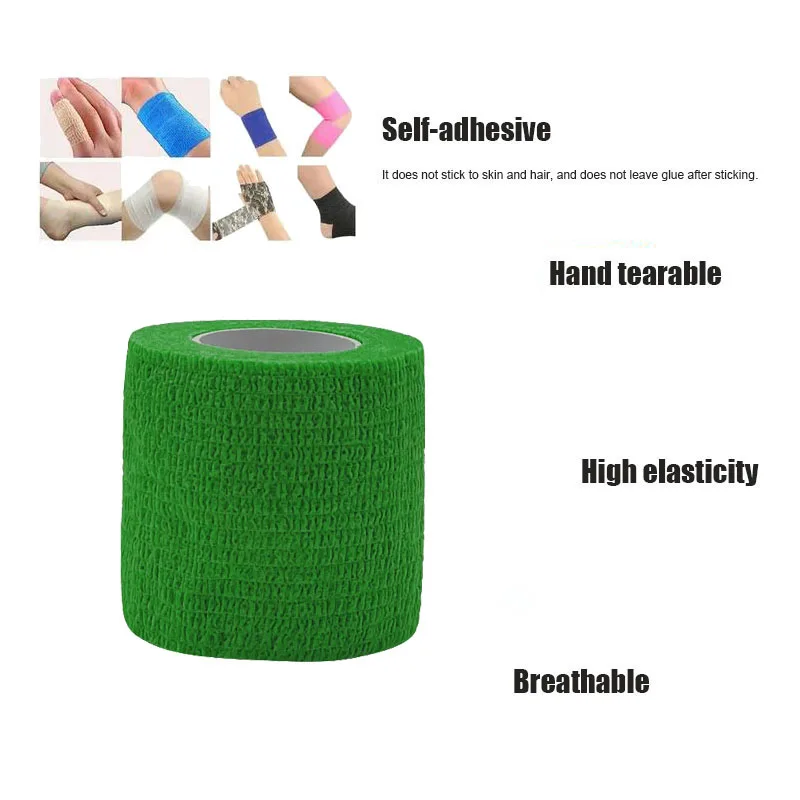 3/6/20PCS Green Sports Self Adhesive Elastic Bandages Anti-slip Athletic Nonwoven Disposable Waterproof Elastic Gauze Bandages