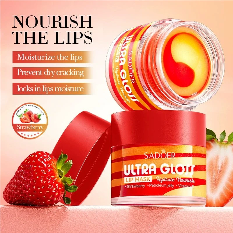 SADOER Strawberry Moisturizing Lip Mask Plump Lips Nourishing Hydrating Lip Balm Lip Plumper Lipstick for Beauty Lips Skin Care