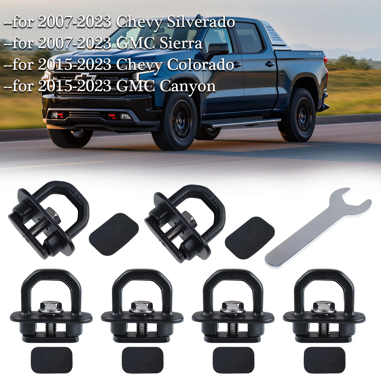 

Suitable for 2007-2023 Chevrolet Silverado GMC Car Rear Trunk Anchor Buckle Trailer Hook Pickup Rope Fixing Buckle Set of 6 Pcs