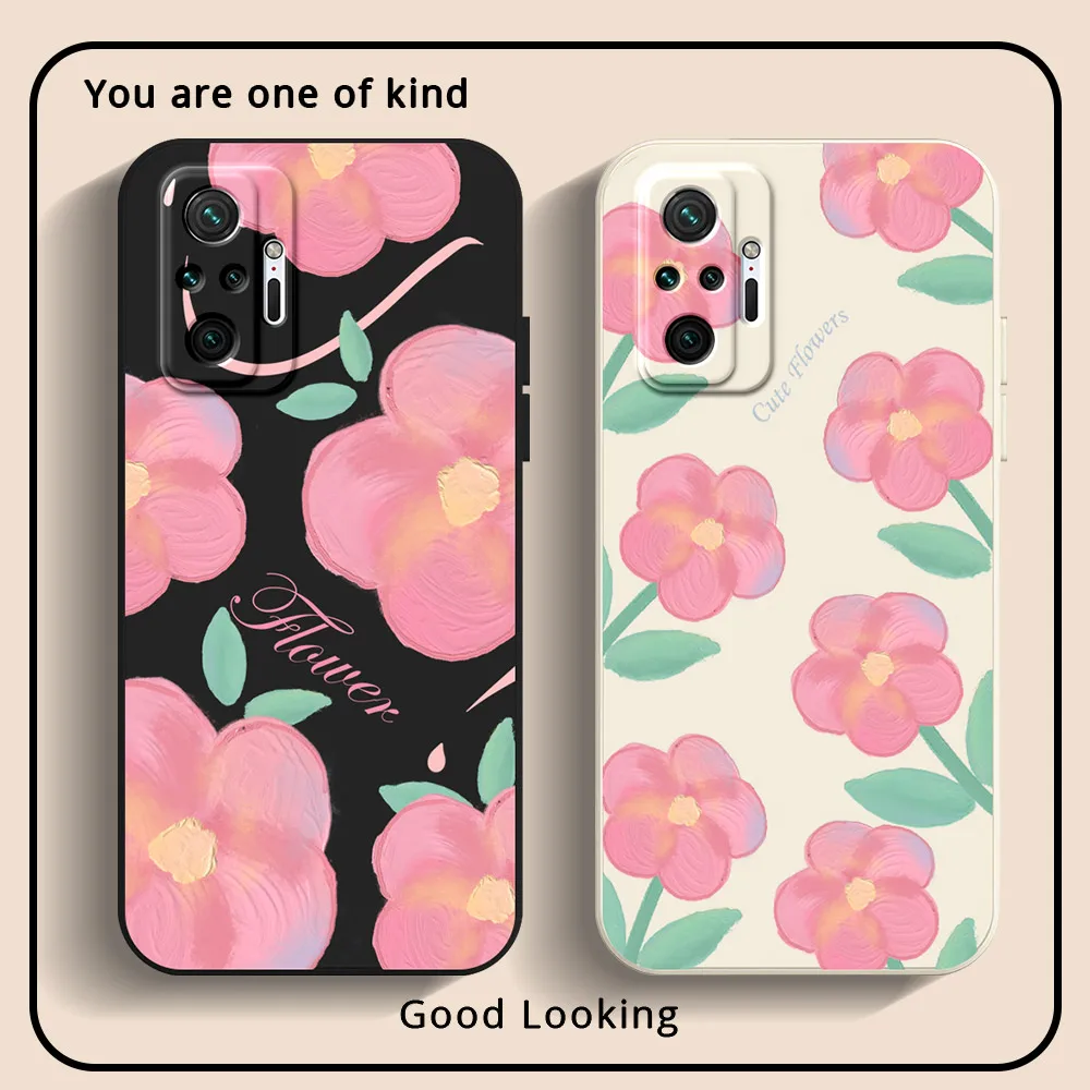 Phone Case For Xiaomi Redmi Note 10 Pro 4G 5G Note 5 7 8 9 Pro Note 10S 8T 9S 7S 9T Case Cover Shockproof Soft Silicone Flower