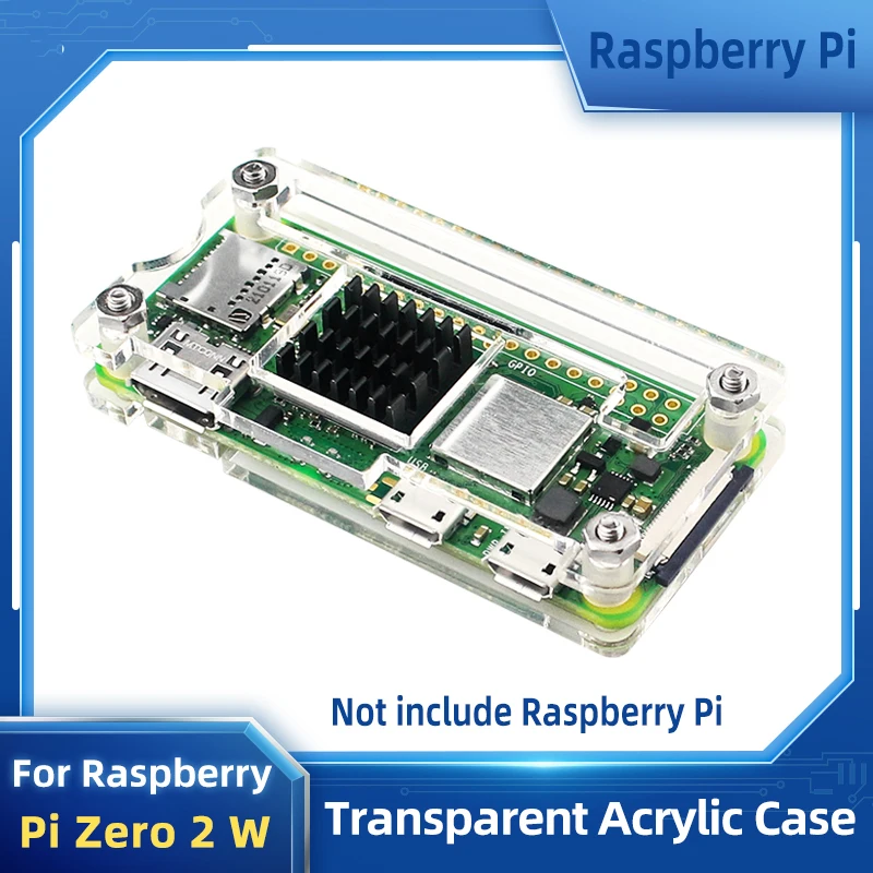 Raspberry Pi Nol 2 W Casing Akrilik Cangkang Transparan Bening Radiator Pendingin Peredam Panas Opsional untuk Raspberry Pi Nol 2 W