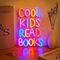 Cool Kids Read Books Neon Signs Books Neon Light for Reading Room Hanging Decora Library Classroom Read Corner Decor