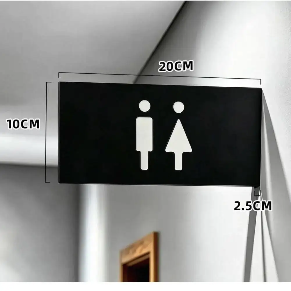 1 x hohles WC-Schild aus Edelstahl zur Wandmontage, Türschild für öffentliche Toiletten, Identifikationsplakette – Detail 1