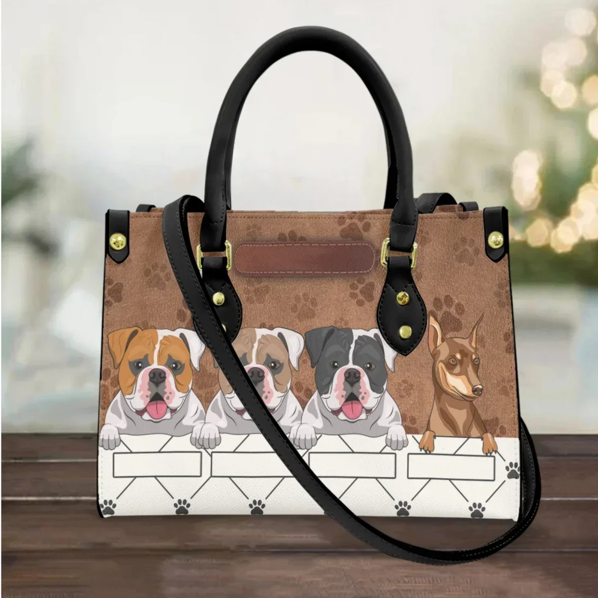 حقيبة يد السيدات الفاخرة الأمريكية البلدغ الكلب باو تصميم مطبوعة حقيبة ساعي السفر المحمولة الكتف حقيبة تحت الإبط حقائب اليد هدية #5