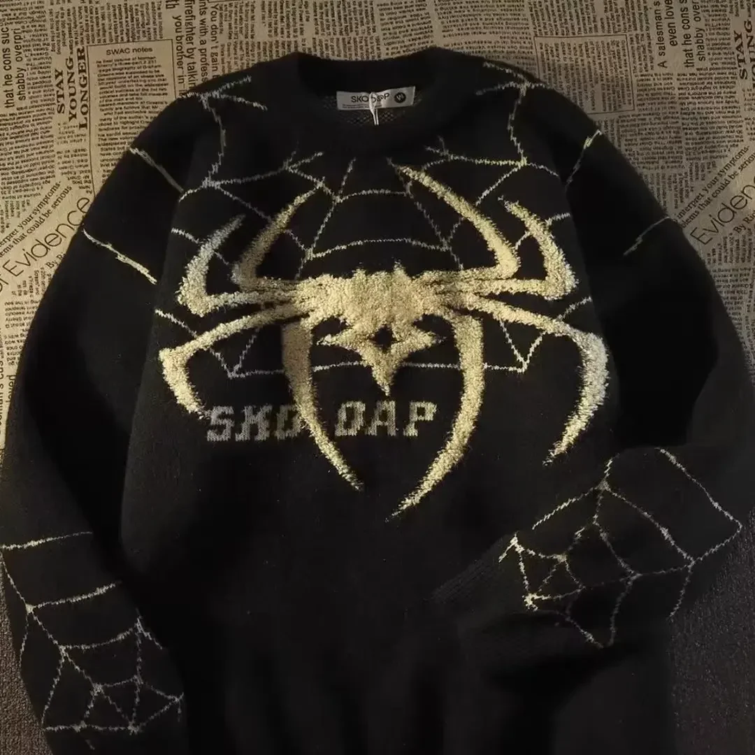 Maglione jacquard Cityboy Spider per autunno inverno vestibilità ampia per uomo maglione vintage Harajuku abbigliamento da uomo maglione natalizio