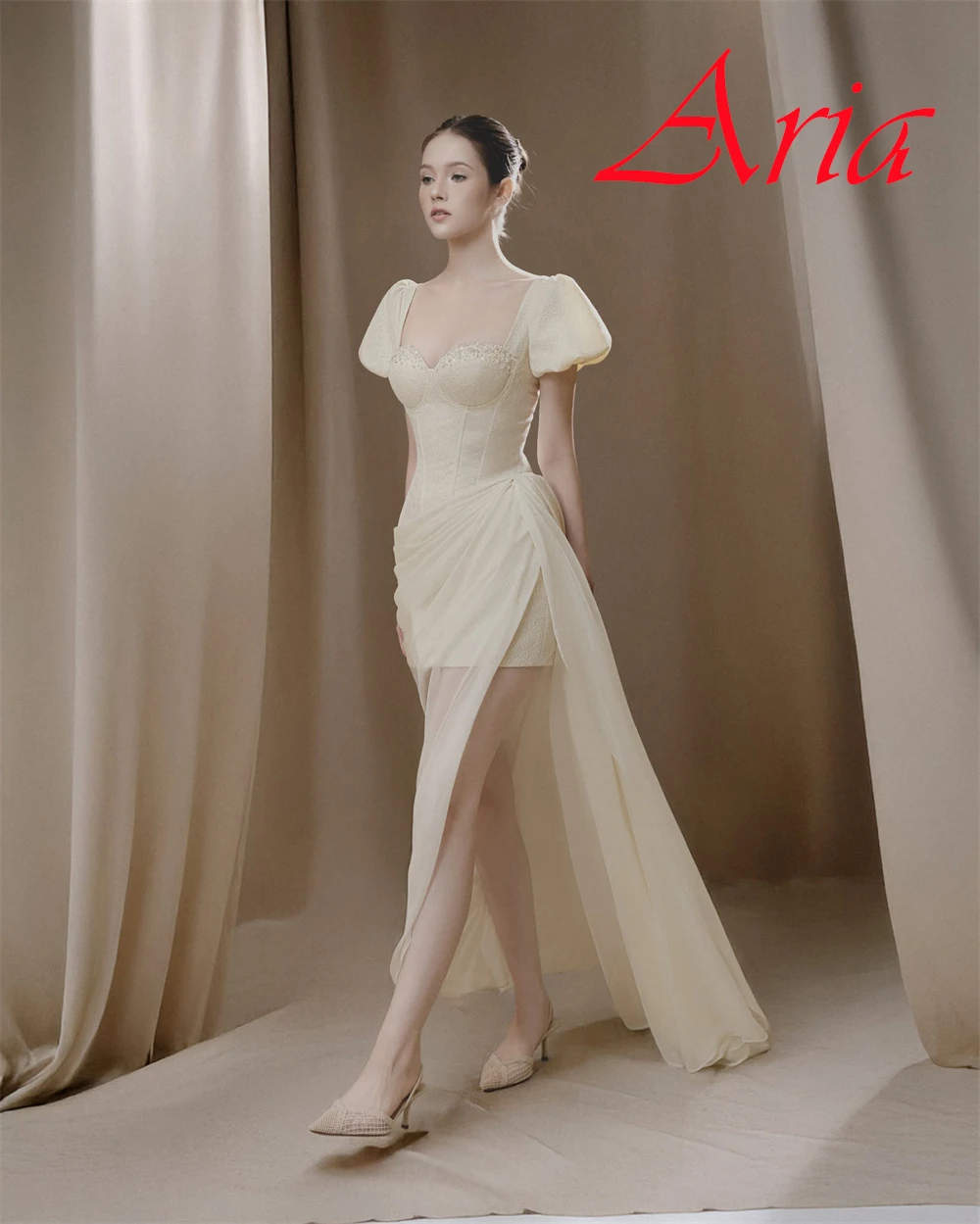 

Customized Formal Chiffon Evening Dress Exquisite Square Collar Prom Dresses High Quality Sweep Train Special Occasion Gowns