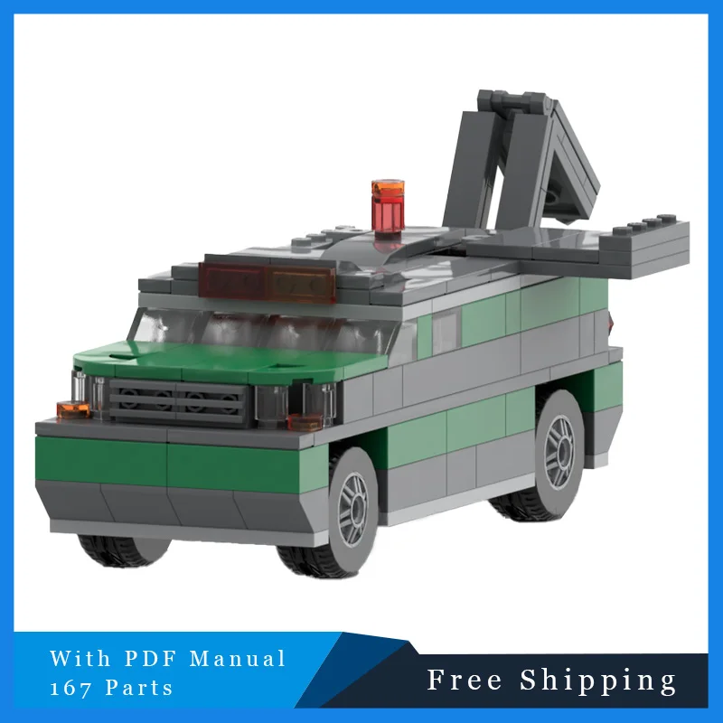 

167 деталей, модель зеленого прицепа, MOC, строительные блоки, образование, сделай сам, сборка кирпичей, транспорт, развивающие креативные игрушки, подарки