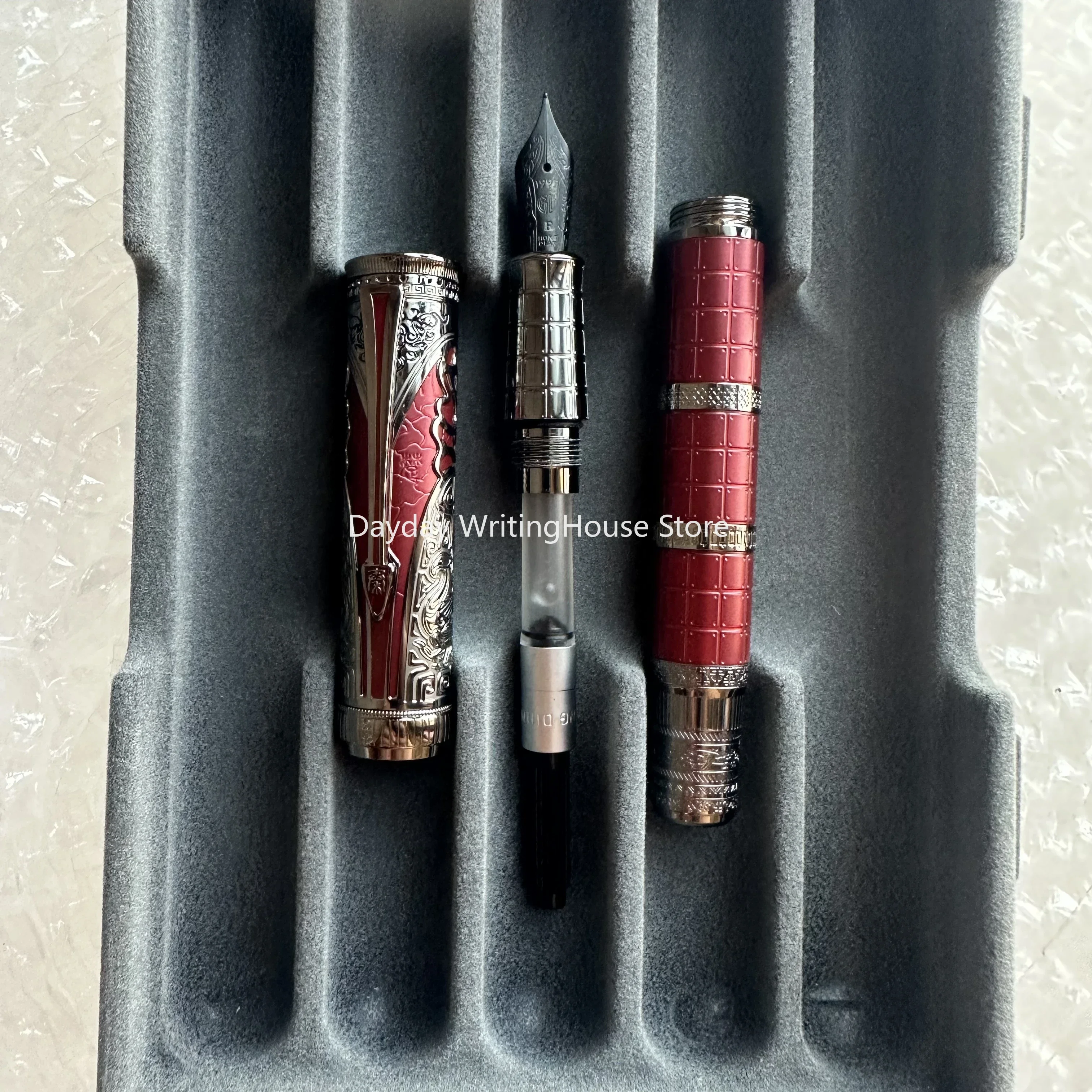 Converter Fountain Pen EF/F پالش نب شاندار ریٹرو رائٹنگ بزنس گفٹ پین کے ساتھ HongDian D5S کن ڈائنسٹی سیریز