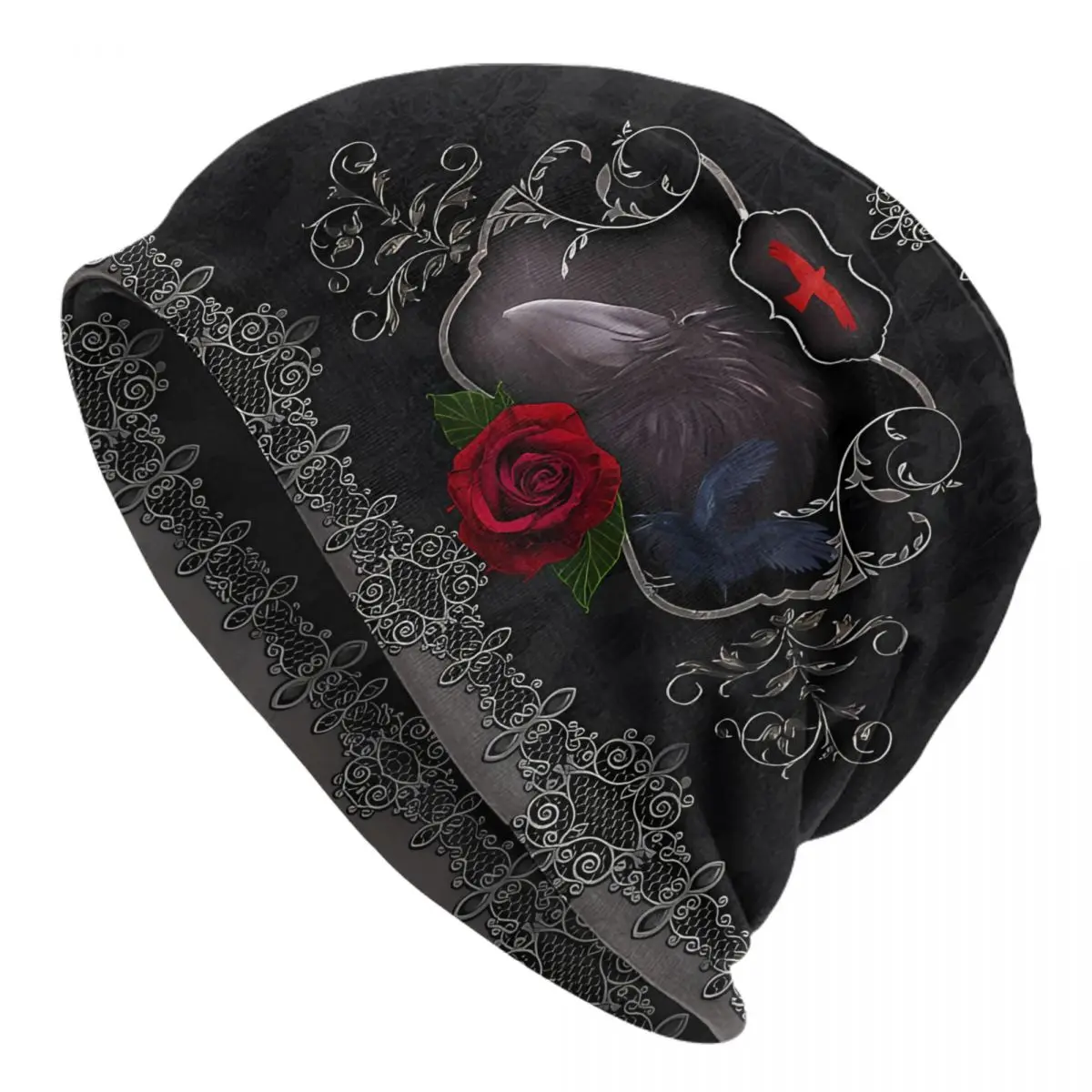 Crows And Roses Beanies Caps Hat Fashion Bonnet Hats Men