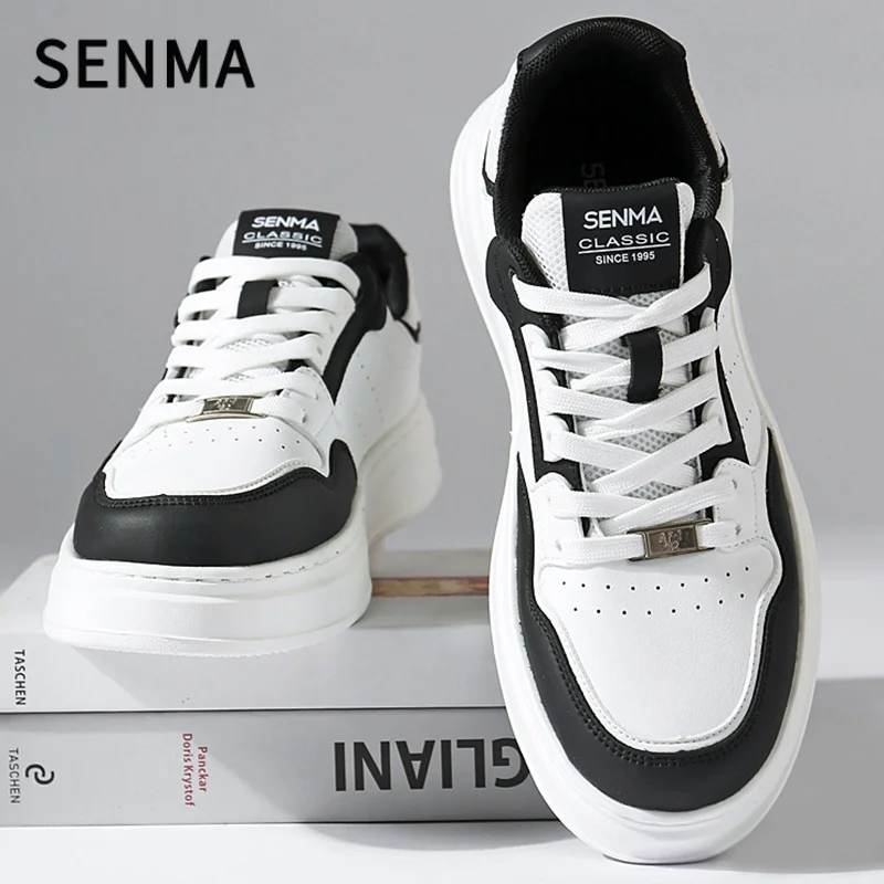 SENMA, zapatos informales de cuero para hombre, zapatos originales versátiles para parejas, zapatos deportivos ligeros de suela gruesa para mujer, Zapatillas de tenis