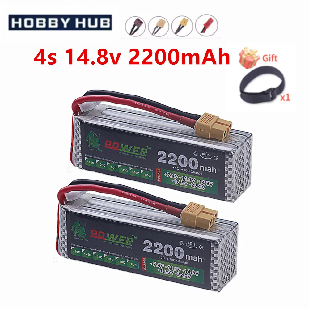 4S 2200mAh 14.8V 60C LiPo Battery For RC Helicopter Aircraft Quadcopter Cars Airplane 14.8V 4S Battery With T JST XT30 XT60 Plug