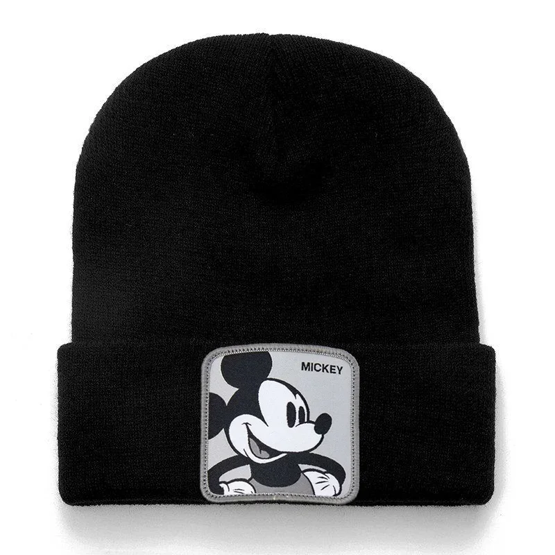 Disney Mickey Donald Beanie Wysokiej jakości bawełniane czapki codzienne dla mężczyzn Kobiety Ciepła dzianinowa czapka zimowa Moda Solidna czapka